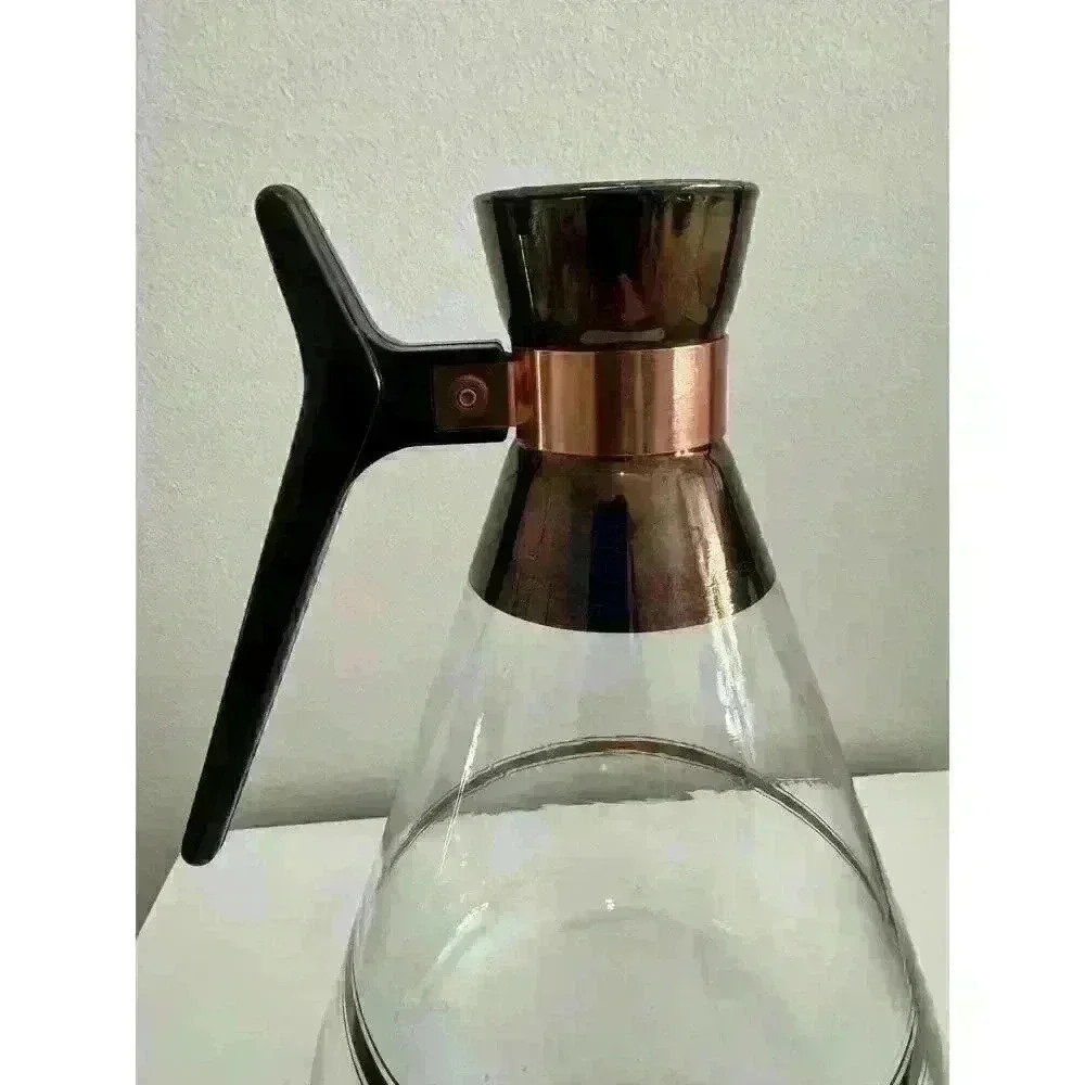 Mid Century Modern Coffee Carafe Vintage MCM Atomic Copper & Glass 10"H No Lid - Picture 2 of 9